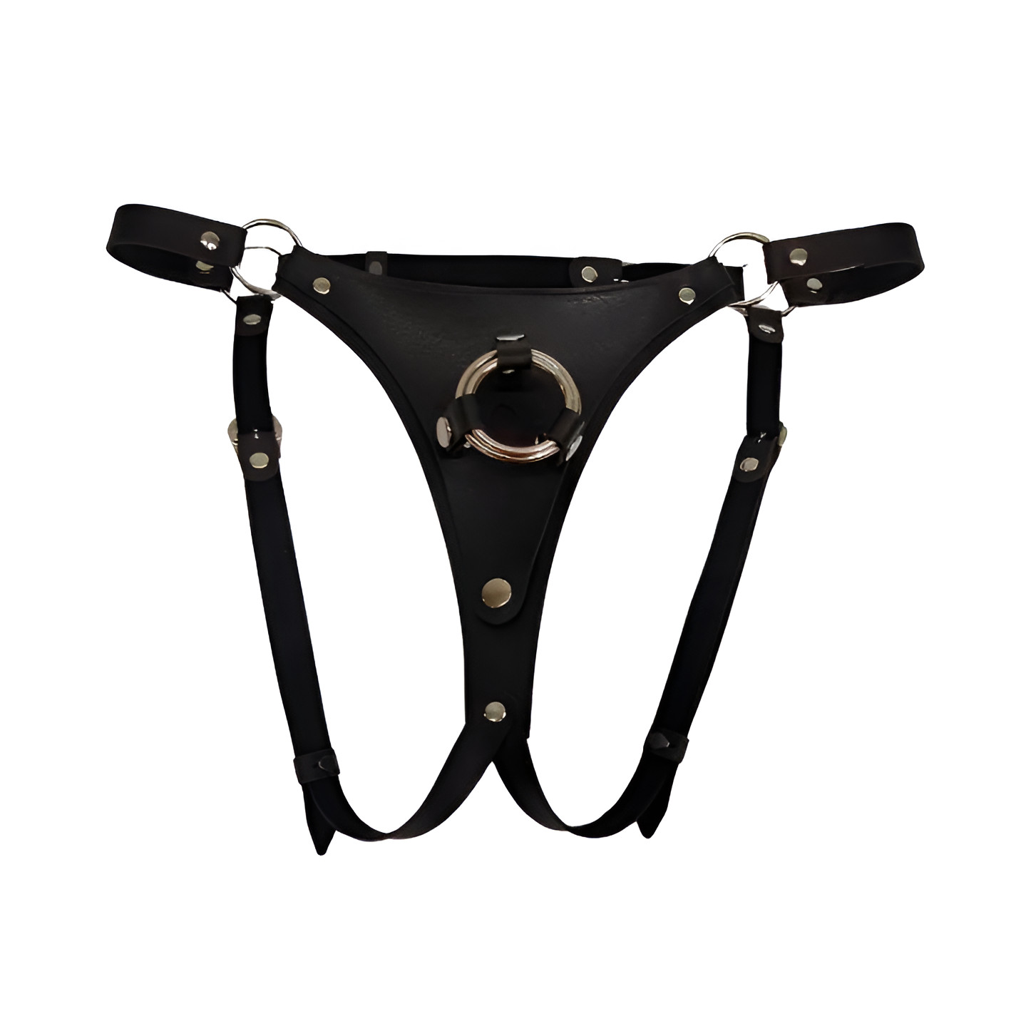 Cinta Peniana Avulsa Estilo Harness em Couro com 2 Aros de Metal e Botões de Pressão - Exclusiva | Tamanho Único - 3