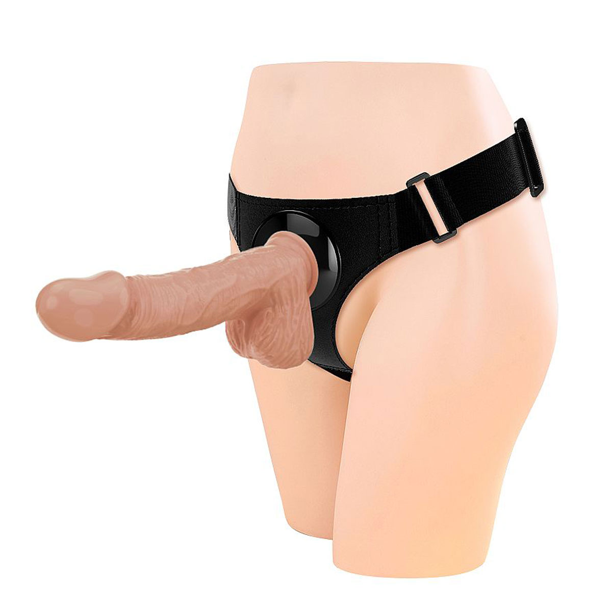 Cinta Peniana com Base para Ventosa e Prótese Realística no Formato de Pênis com Glande, Veias Salientes, Escroto e Ventosa - Dildo 7.6" - Pretty Love Harness Briefs Jerry - 3