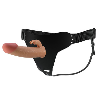 Foto 3 do produto Cinta Peniana e Capa Extensora com Estimulador de Clitóris, Glande Definida e Veias Salientes - Pretty Love Harness Briefs Mavis  Dildo 7.4" | 12 x 3 cm