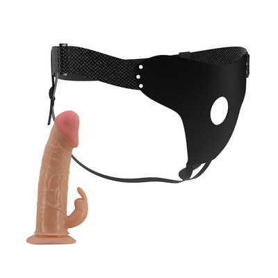 Foto 4 do produto Cinta Peniana e Capa Extensora com Estimulador de Clitóris, Glande Definida e Veias Salientes - Pretty Love Harness Briefs Mavis  Dildo 7.4" | 12 x 3 cm