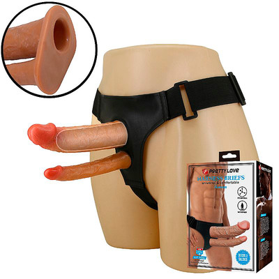 Cinta Peniana com Capa Extensora em PVC, Glande Definida, Veias Salientes e Prótese Peniana - Pretty Love Harness Briefs Keaven