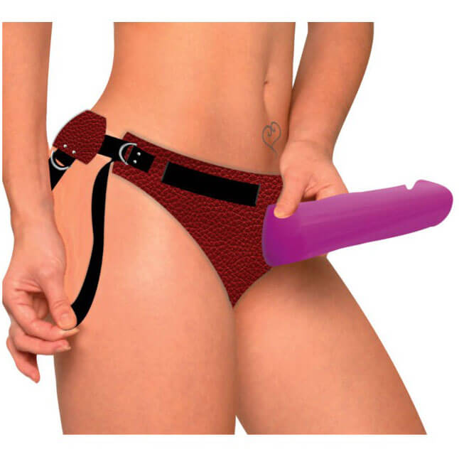 Cinta Peniana em Couro Ecológico com Prótese Realística - InNamorata Sex Night | 16,3 x 4 cm - 4