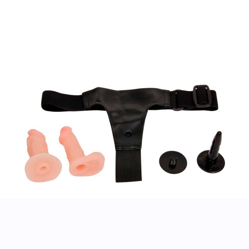 Cinta Peniana em Couro Sintético com 2 Próteses Realísticas em TPR com Glande Definida - Baile Jessica Strap On - 3