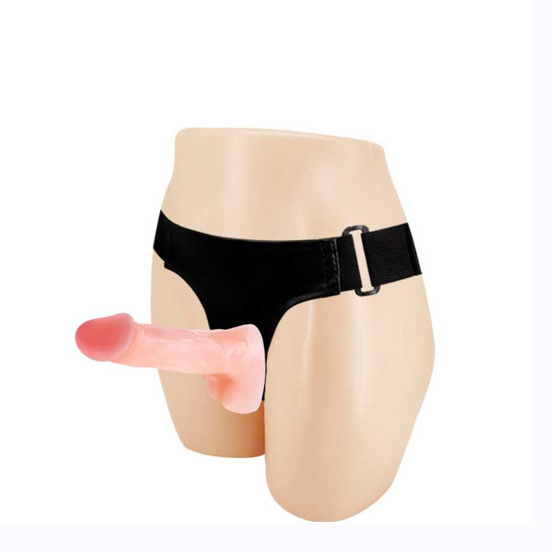Cinta Peniana em Couro Sintético com 2 Próteses Realísticas em TPR com Glande Definida - Baile Jessica Strap On - 2