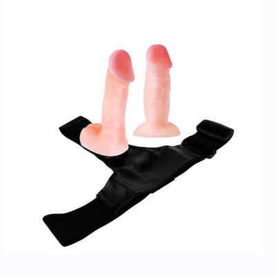 Foto 4 do produto Cinta Peniana em Couro Sintético com 2 Próteses Realísticas em TPR com Glande Definida - Baile Jessica Strap On