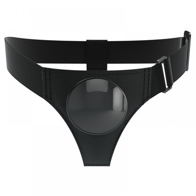 Cinta Peniana em Couro Sintético com Base para Penetradores de Ventosa - Pretty Love Harness Briefs | Tamanho Único | 8 cm