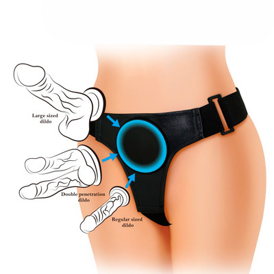 Cinta Peniana em Couro Sintético com Base para Penetradores de Ventosa - Pretty Love Harness Briefs | Tamanho Único | 8 cm