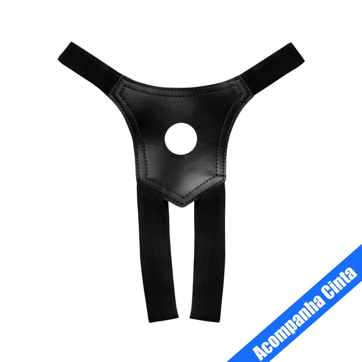 Cinta Peniana em Couro Sintético com Prótese Peniana em Cyberskin e Vértebras Internas - Pura Ambição | 14,3 x 4 cm - 5