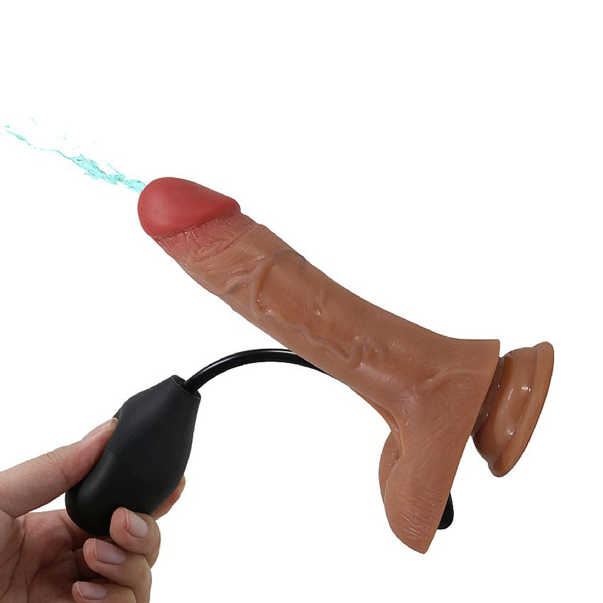 Cinta Peniana em Couro Sintético com Prótese Spray de Água com Vibração Multivelocidade e Controle Remoto - Pretty Love Oher 7.4" | Tamanho Único - 7