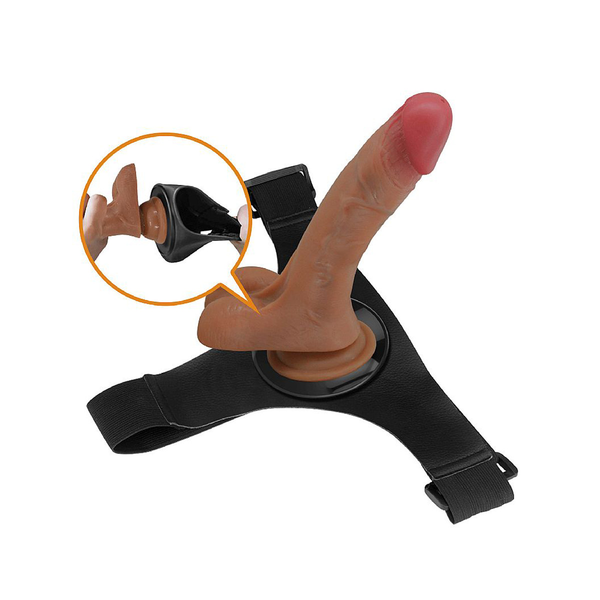 Cinta Peniana em Couro Sintético com Prótese Spray de Água com Vibração Multivelocidade e Controle Remoto - Pretty Love Oher 7.4" | Tamanho Único - 3