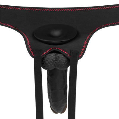 Foto 4 do produto Cinta Peniana em Poliéster e Prótese Peniana Realística com Ventosa, Escroto e Glande Definida - Lovetoy Ingen Strap on Set 8.5 | 17 x 4,5 cm | Disponível em 2 Cores