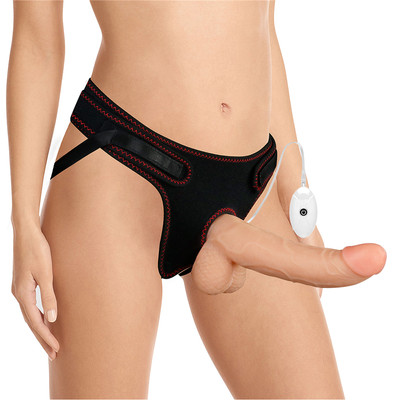 Foto 1 do produto Cinta Peniana em Poliéster e Prótese Realista com Glande Definida, Controle Remoto e 10 Modos de Vibração - Lovetoy Ingen Set 8.5 | 17,7 x 3,9 cm | Disponível em 2 Cores