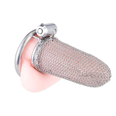 Cinto de Castidade em Aço Inox com Rede - OOXX | 9 x 3,5 cm