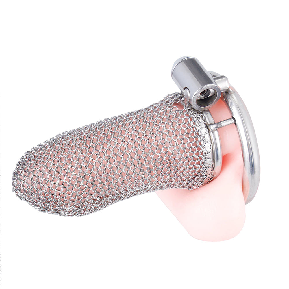 Cinto de Castidade em Aço Inox com Rede - OOXX | 9 x 3,5 cm - 4