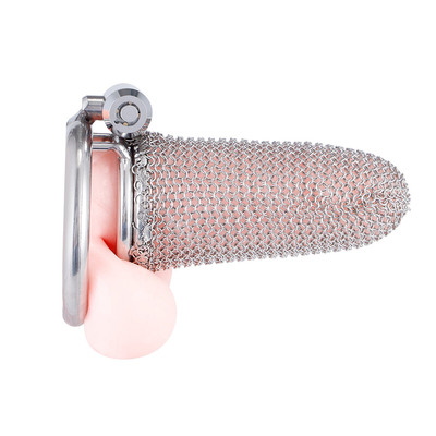 Cinto de Castidade em Aço Inox com Rede - OOXX | 9 x 3,5 cm