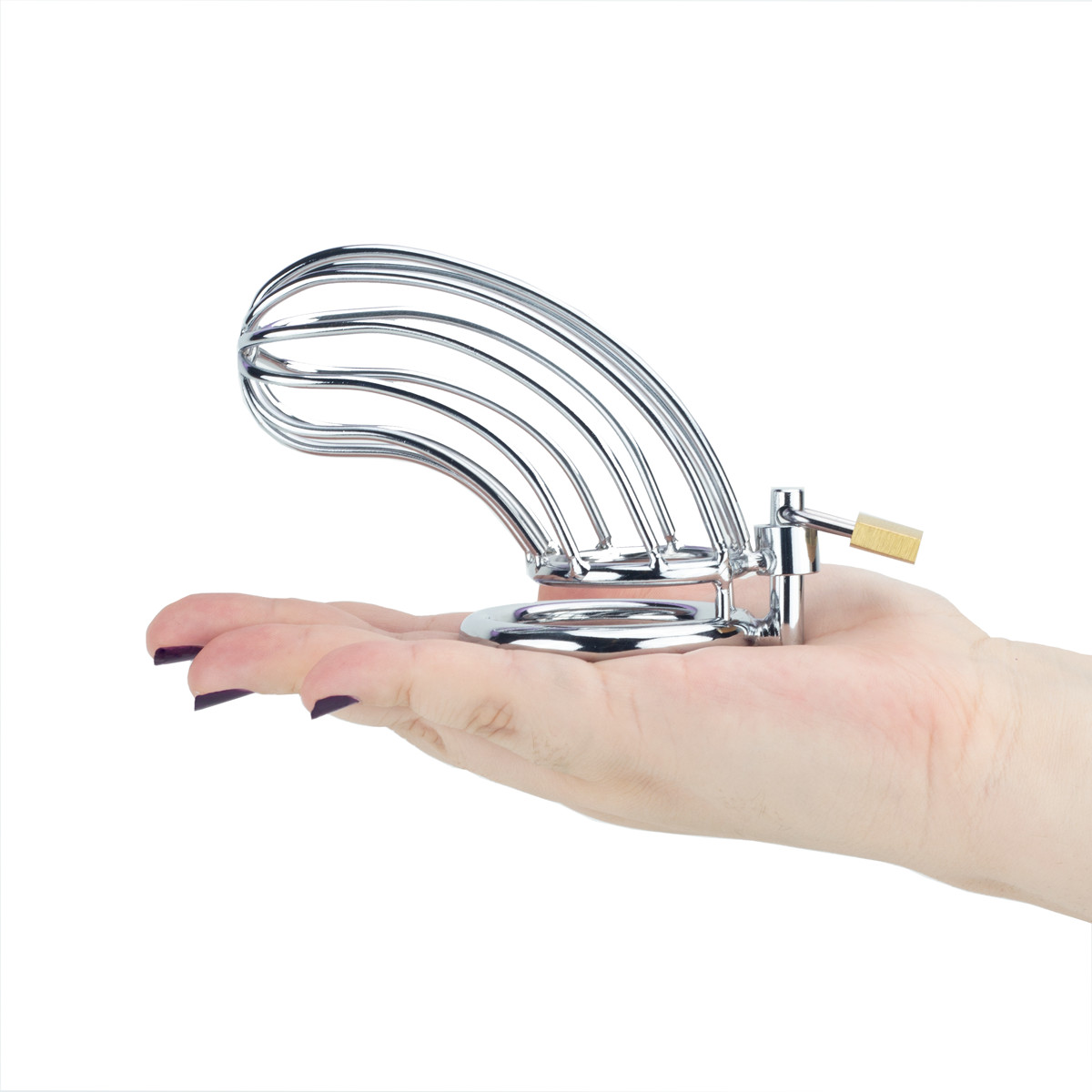 Cinto de Castidade Masculino em Aço com Anel para Escroto e Cadeado - Male Chastity Device | 11,9 x 4,4 cm | Disponível em 2 Cores - 9