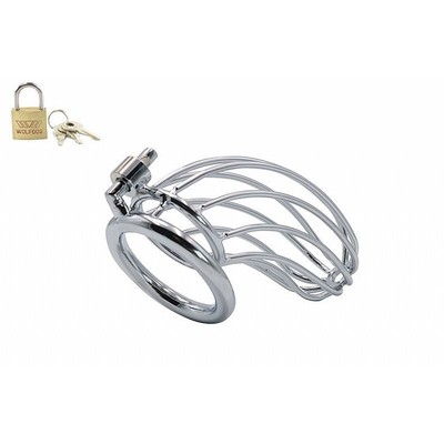 Foto 3 do produto Cinto de Castidade Masculino em Aço com Anel para Escroto e Cadeado - Male Chastity Device - 11,9 x 4,4 cm | Disponível em 2 Cores
