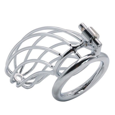 Foto 4 do produto Cinto de Castidade Masculino em Aço com Anel para Escroto e Cadeado - Male Chastity Device - 11,9 x 4,4 cm | Disponível em 2 Cores