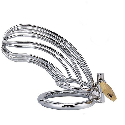 Cinto de Castidade Masculino em Aço com Anel para Escroto e Cadeado - Male Chastity Device - 11,9 x 4,4 cm | Disponível em 2 Cores
