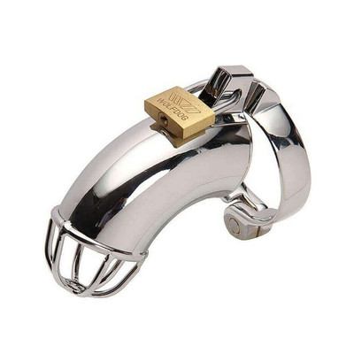 Foto 1 do produto Cinto de Castidade Masculino em Aço com Anel para Escroto e Ponta Vazada | Disponível em 3 Tamanhos