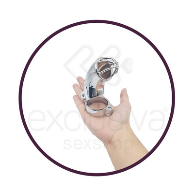 Foto 5 do produto Cinto de Castidade Masculino em Aço com Anel para Escroto e Ponta Vazada | Disponível em 3 Tamanhos