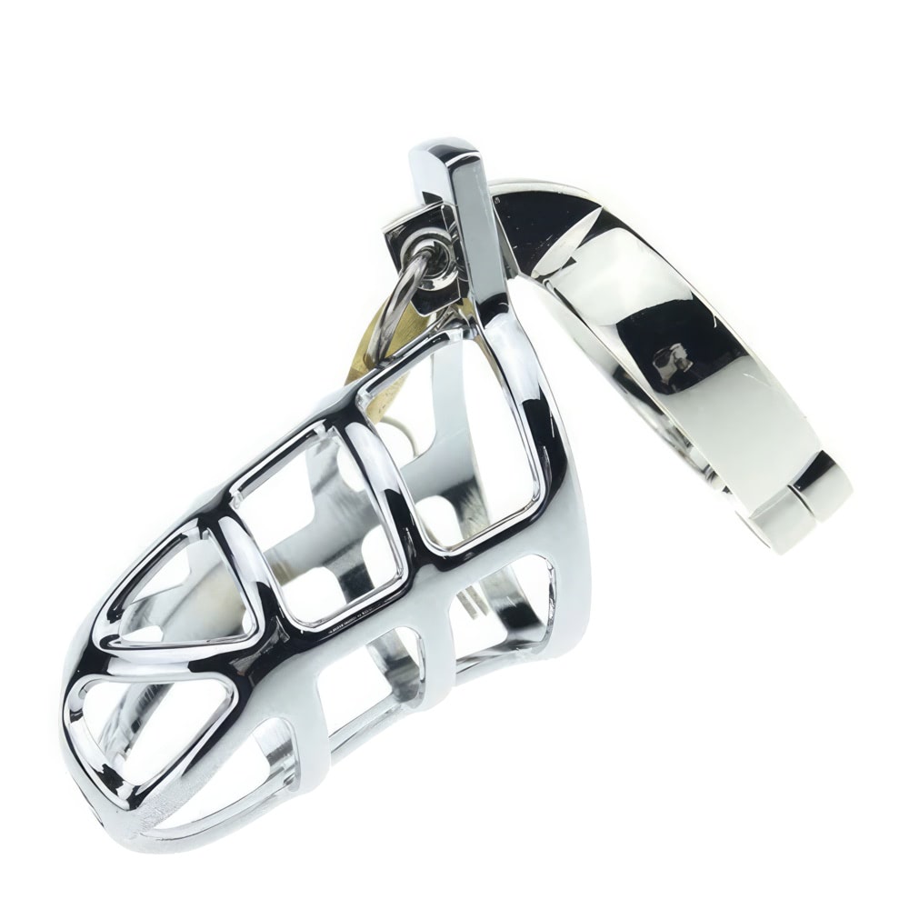 Cinto de Castidade Masculino em Aço com Grade e Anel para Escroto - Disponível em 3 Tamanhos - 2