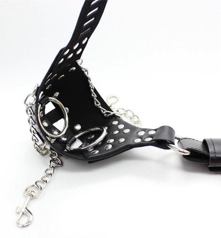 Cinto de Castidade Masculino em Couro Sintético com Regulagem e Cadeado - 4