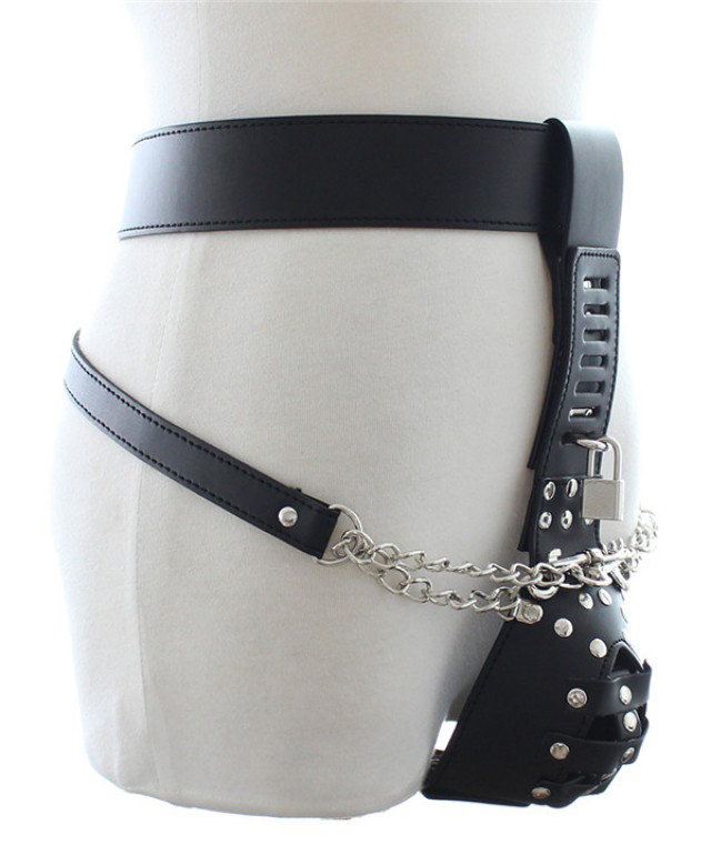 Cinto de Castidade Masculino em Couro Sintético com Regulagem e Cadeado - 2