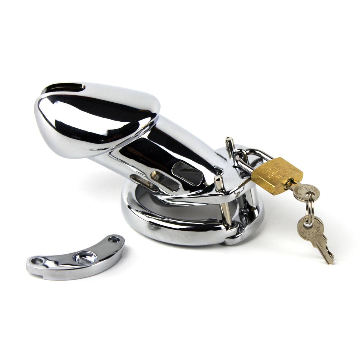 Cinto de Castidade em Aço com Ponta Vazada e Anel com Cadeado - Sexy Import | Tamanho: M - 3