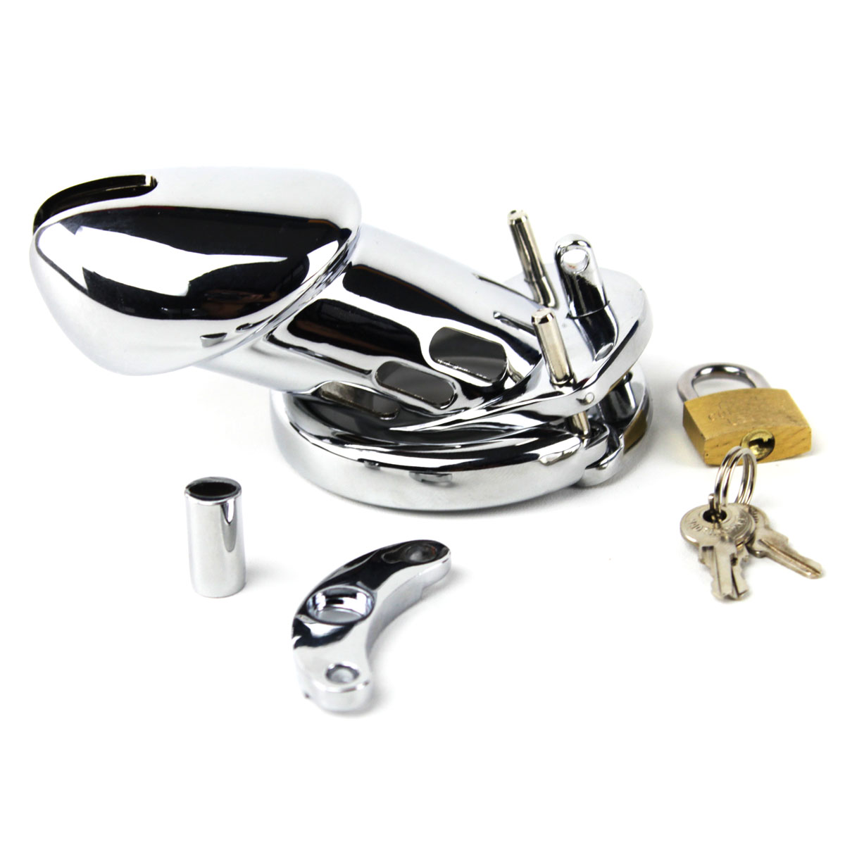 Cinto de Castidade em Aço com Ponta Vazada e Anel com Cadeado - Sexy Import | Tamanho: M - 2