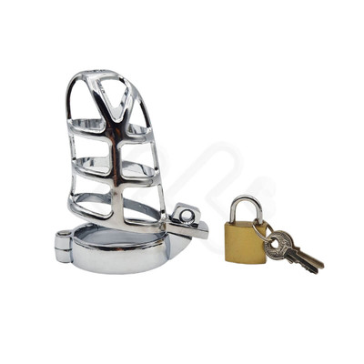 Foto 2 do produto Cinto de Castidade Vazado com Anel para Escroto e Cadeado - Male Chastity Device | 9,6 x 4,3 cm