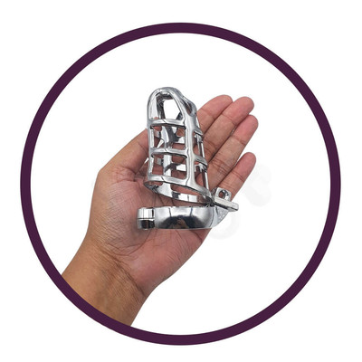Foto 4 do produto Cinto de Castidade Vazado com Anel para Escroto e Cadeado - Male Chastity Device | 9,6 x 4,3 cm