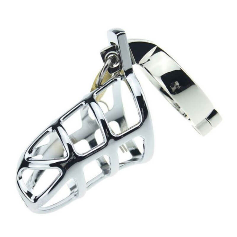 Cinto de Castidade Vazado com Anel para Escroto e Cadeado - Male Chastity Device | 9,6 x 4,3 cm - 3