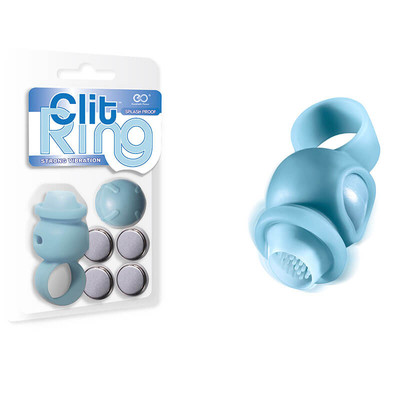 Foto 1 do produto Clit Ring - Anel para Dedo em Silicone com Cápsula vibratória de Vibração Única - 5,8 x 2,9 cm | Cor: Azul Bebê