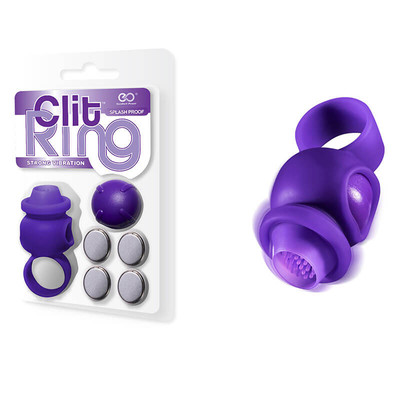 Clit Ring - Anel para Dedo em Silicone com Cápsula vibratória de Vibração Única - 5,8 x 2,9 cm | Cor: Roxo