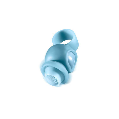 Foto 2 do produto Clit Ring - Anel para Dedo em Silicone com Cápsula vibratória de Vibração Única - 5,8 x 2,9 cm | Cor: Azul Bebê