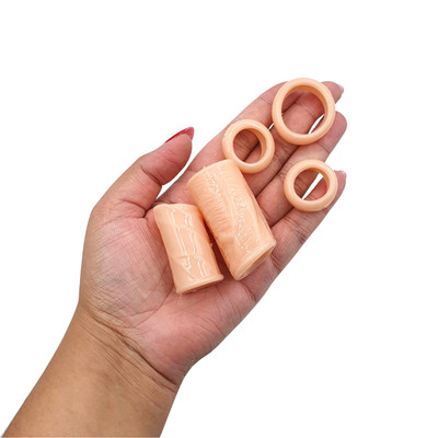 Foto 4 do produto Kit com 5 Anéis Penianos Realísticos em Silicone Atóxico com Veias Salientes - Cock Ring | 5,2 x 1,9 cm