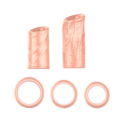 Foto 3 do produto Kit com 5 Anéis Penianos Realísticos em Silicone Atóxico com Veias Salientes - Cock Ring | 5,2 x 1,9 cm