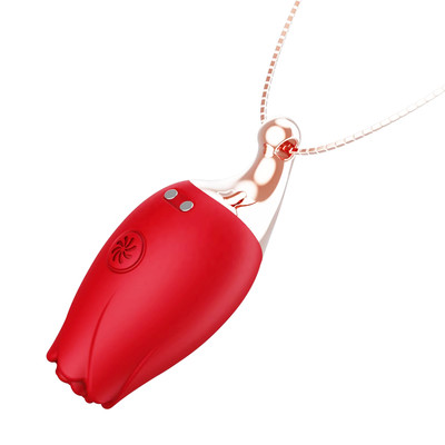 Foto 5 do produto Colar com Pingente Estimulador de Clitóris em Formato de Rosa, 10 Modos de Vibrações e Recarregável - Rose Necklace Vibrator | 6,3 x 2,6 cm