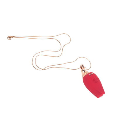 Foto 4 do produto Colar com Pingente Estimulador de Clitóris em Formato de Rosa, 10 Modos de Vibrações e Recarregável - Rose Necklace Vibrator | 6,3 x 2,6 cm