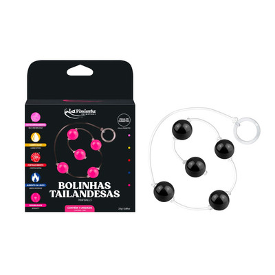 Foto 7 do produto Colar Tailandês para Pompoarismo com 5 Esferas Plásticas, Cordão em Silicone e Argola Acrílica - La Pimienta | Disponível em 7 Cores
