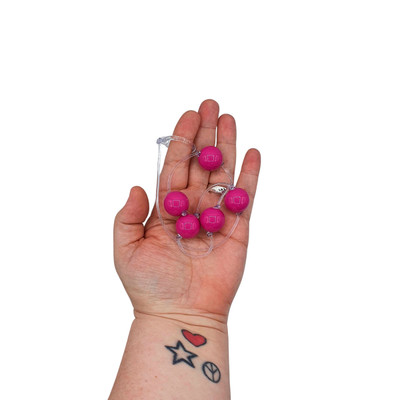 Colar Tailandês para Pompoarismo com 5 Esferas Plásticas, Cordão em Silicone e Argola Acrílica - La Pimienta | Disponível em 7 Cores