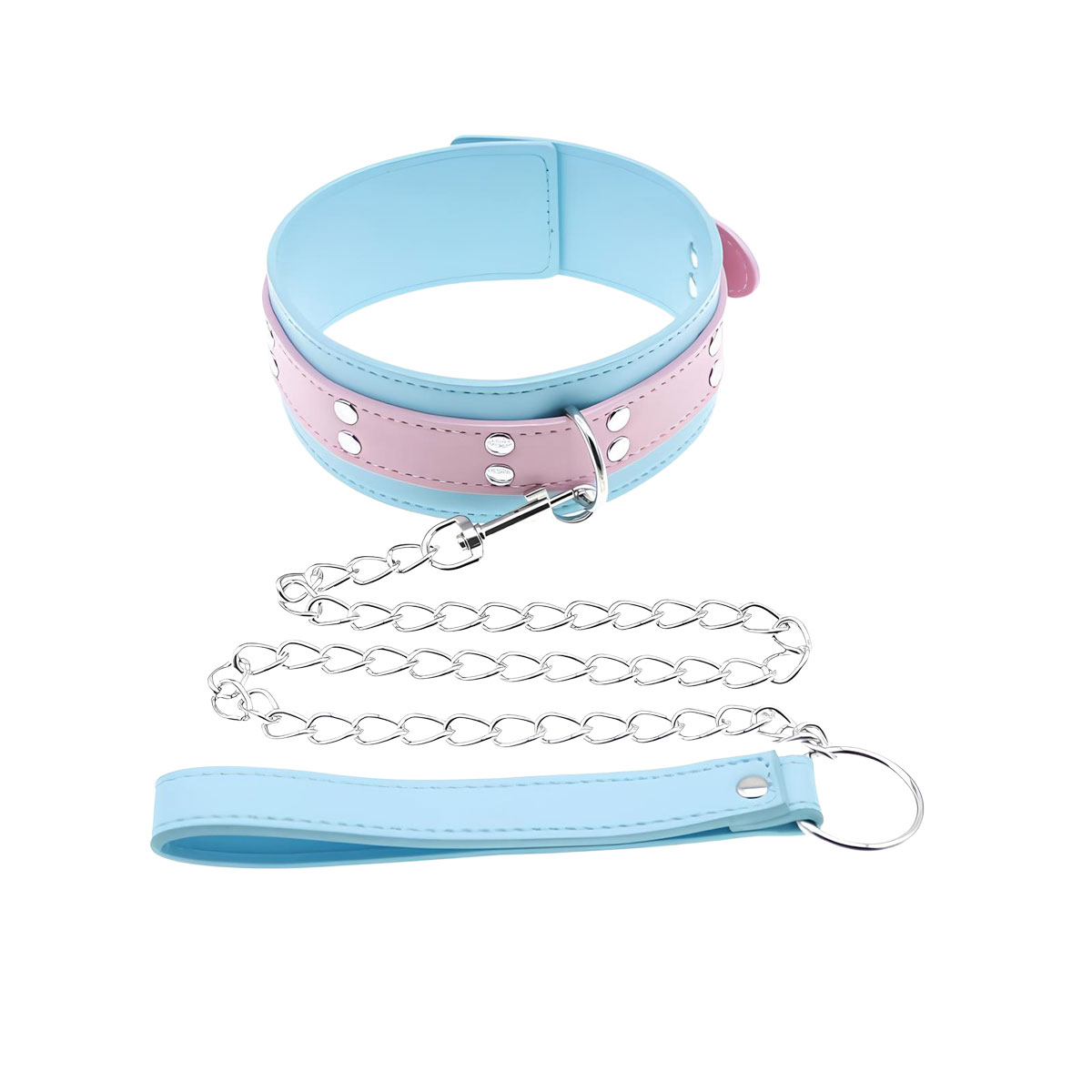 Coleira em Couro Sintético com Guia Removível e Detalhes Niquelados - 6