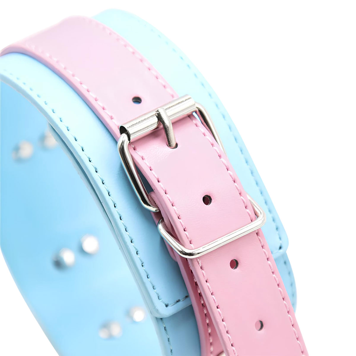 Coleira em Couro Sintético com Guia Removível e Detalhes Niquelados - 2