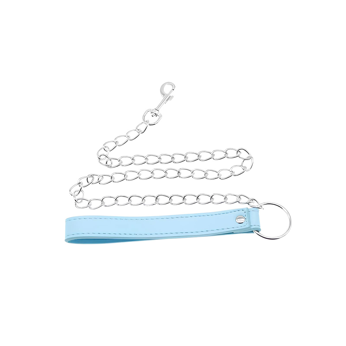 Coleira em Couro Sintético com Guia Removível e Detalhes Niquelados - 5
