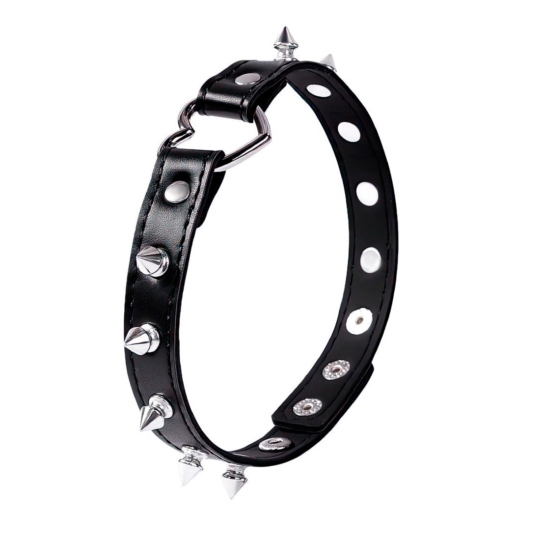 Coleira de Couro Sintético com Spikes Metálicos e Pingente de Coração - YouVibe | Tamanho Único - 2