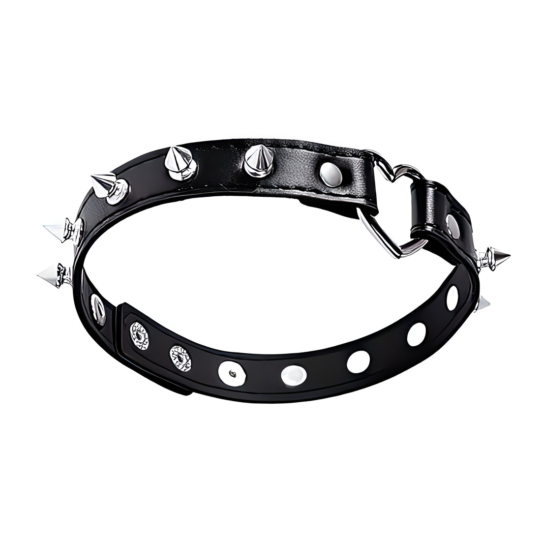 Coleira de Couro Sintético com Spikes Metálicos e Pingente de Coração - YouVibe | Tamanho Único - 3