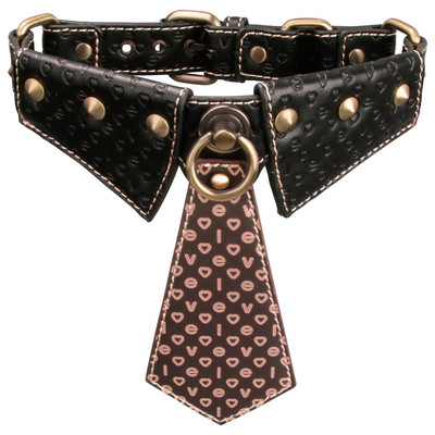 Coleira com Gravata, Detalhes de Rebites e Gui de Corrente - LoveToy Rebellion Reign Collar | Tamanho Único