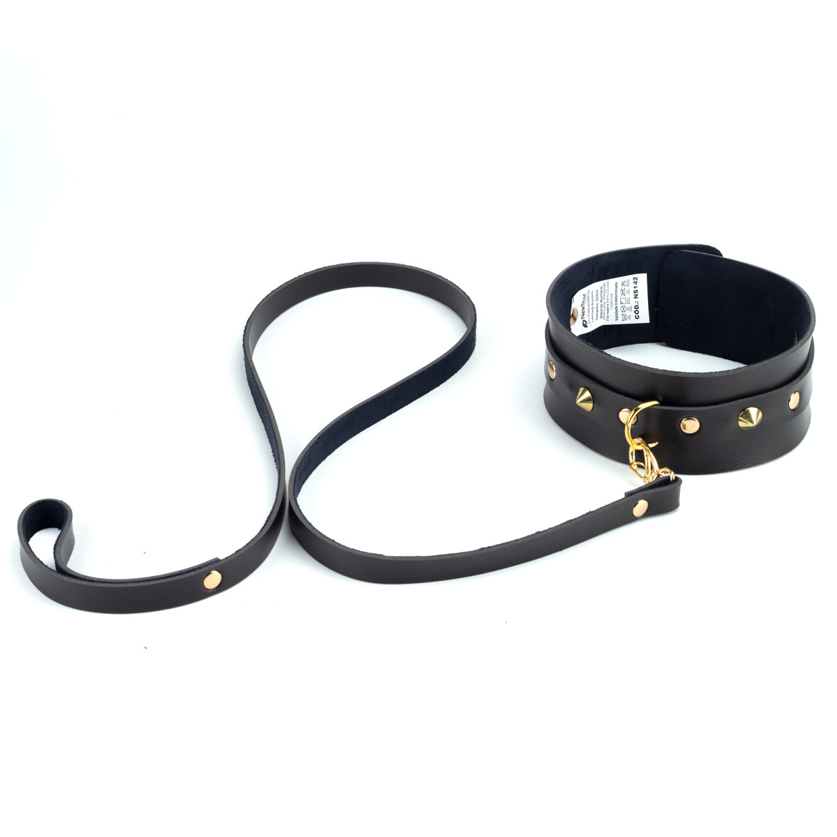 Coleira Larga Gold em Couro Montana com Guia e Mosquete - Exclusiva Linha Sado - 2