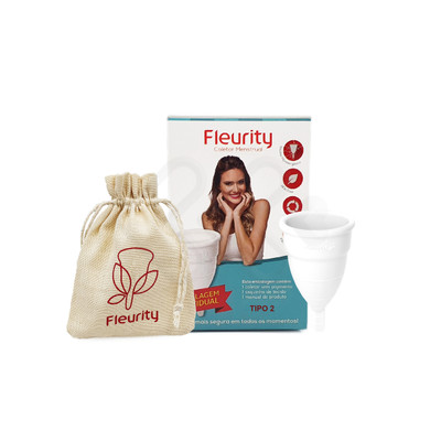 Coletor Menstrual Reutilizável Tipo 2 em Silicone Hipoalérgico - Fleurity - 7,2 x 4,3 cm